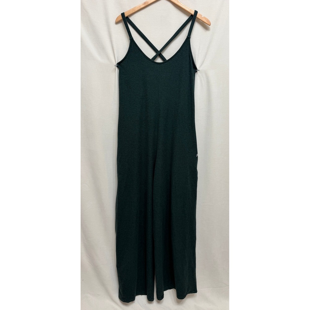 Fabletics Womens Jumper Green Cross Back Pockets Athleisure Lounge Wide Leg M